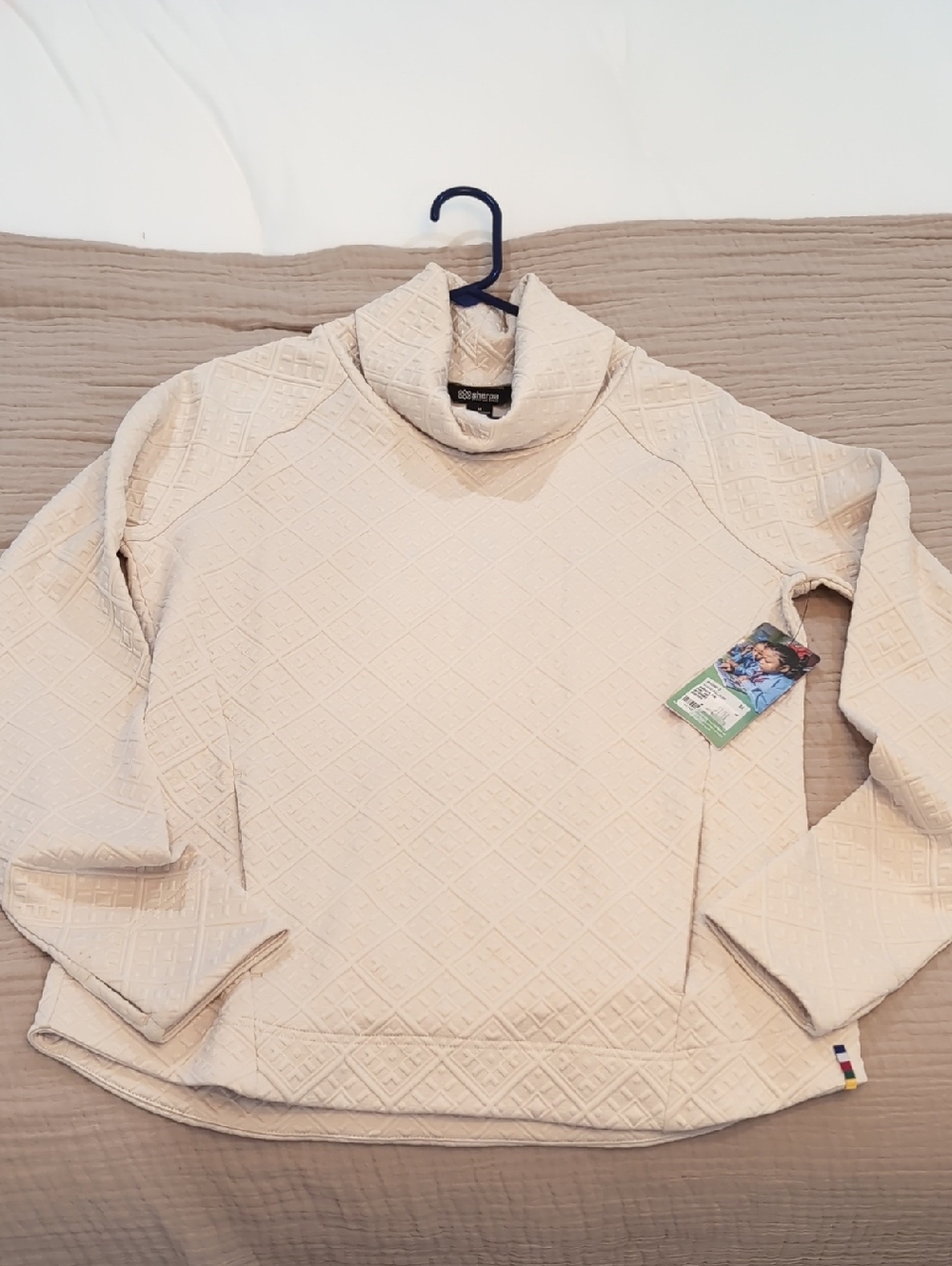Eddie Bauer Women’s Cream Quilted Cowl Neck Sweater